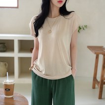 데일리앤 에셀 라운드 캡소매 나시 티셔츠