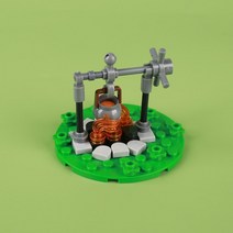 캠핑 화로대 캠핑용품 시티 씬 시리즈 모닥불 텐트 캠프 램프 그릴 오븐 테이블 트롤리 빌딩 블록 어린이 교육 장난감 선물, 분홍색