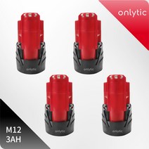 온리틱 밀워키 배터리 M12 12V 3AH 6AH 호환공구, 3AH 4개