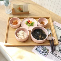 더가온 국내산 한식기 도자기 그릇세트 1인 혼밥세트, 핑크, 1개