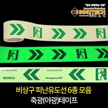 피난유도선 비상구 화살표 축광(야광)테이프 6종 모음, 400T01