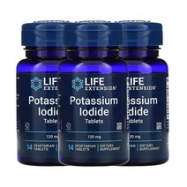 라이프익스텐션 요오드화칼륨 요오드 알약 정제 아이오딘 130mg 14정 3통