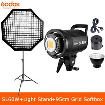 스튜디오조명 카메라 라이트 스탠드 비디오그래프 전문가용Godox SL-60W 60WS 5600K CRI 95 + 화이트 버전, 11 Kit 11