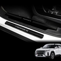 DKM 토레스 튜닝 아크릴 플레이트 악세사리 1_2열 도어스텝 4P 무지타입 블랙유광, 도어스커프4P(무지패턴)_블랙유광