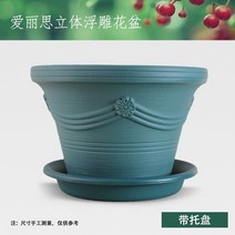 화분 앨리스 라운드 수지 골판지 플라스틱 대구경 두꺼운, 아미 그린(트레이 포함), 6