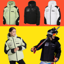 데상트 스키팀 패딩 다운 미드 점퍼 공용