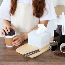 코스트코 카페 매장 정사각 티슈 디스펜서 냅킨 케이스 국내제작 식당 휴지 보관함, 냅킨케이스 화이트