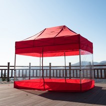 브랜드없음 프리미엄천막 3X6 함마톤 32mm스틸 전체투명벽면풀세트 일체투명 포장마차 행사 옥상 캐노피, 선택완료, P일체투명풀 3X6/백녹백