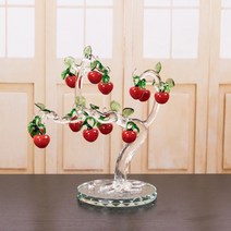 크리스탈 체리트리 유리공예 생일 꽃 선물 장식품 인테리어 소품, 12송이 분재 앵두나무