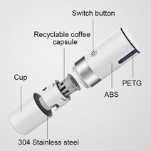 휴대용캡슐커피머신 휴대용 커피 머신 자동차/야외 메이커 USB 전기 핸드 헬드 에스프레소 캡슐 파워 티 컵, 02 Black