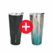 키친아트 락 스텐 텀블러 600ml 1+1, 모던블랙 + 오션블루