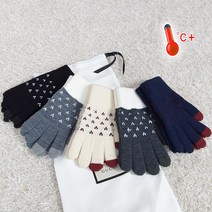 1+1 울 따숨 하트 겨울 방한왕기모 스마트폰 터치장갑, 브라운