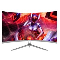 32인치 컴퓨터 모니터 LCD 곡면 화면 데스크탑 게이밍, 27인치 1080P 75HZ 흰색 공식 표준