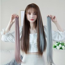 브릿지 부분가발 헤어피스 애쉬 포인트 브릿지 똑딱이 파스텔 셀프 옴브레 생머리 피스 파스텔 애쉬그레이, 07.애쉬다크핑크