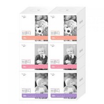브론디 미용티슈 미니정사각 천연펄프 2겹 250매, 1개, 6개입