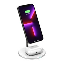 초텍 마그네틱 2in1 무선충전기, 화이트 T581-F