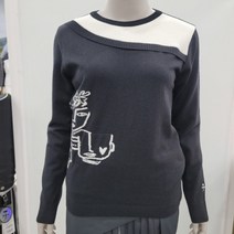 까스텔바작 여성용 배색 아트웍 라운드 니트 BGAWSW702