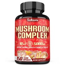 USKORNET 10 in 1 버섯 복합 캡슐 5000 mg 150캡슐 사자 갈기 동충하초 영지버섯 차가버섯 잎새버섯 표고버섯 팽이버섯 아가리쿠스 메모리 면역 지원, 버섯150캡슐
