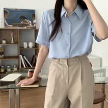 [자체제작~! 찰랑찰랑~!] 링클프리 기본 반팔 셔츠 블라우스
