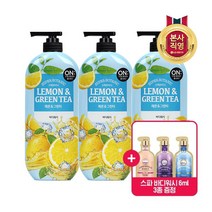 [LG생활건강] 온더바디 수퍼보타닉 레몬 그린티 바디워시 900ml x 3개 + 스파 바디, 상세 설명 참조