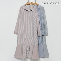 코인코즈 스트라이프 포켓 셔츠 긴팔 원피스 (IY2AO8060)