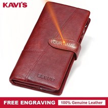 남자 클러치백 손가방 맨스백 kavis 무료 조각 정품 가죽 여성 지갑 동전 지갑 여성 포르토모니 레이디 롱 핸디 카드 홀더 클러치 선물 이름