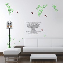 아트앤조이 정원 꽃 나무 포인터 스티커 모음, 정원 스티커 83 - 새와 우체통(B5C033)