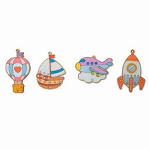 바오바론 튜브벨 풍경 만들기 팬시 우드 아트 장식 소품 가을 전통 크리스마스 리스 트리 DIY 투명스티커 증정, (우주선)