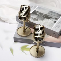 모형 마이크 테마 스튜디오 사진 방송 돌잡이 카페 인테리어 미니어쳐 소품, 1. 골드
