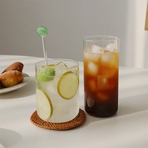 홈 카페 일자 내열 유리컵 2size 예쁜 강화 유리 물컵 주스컵 아이스커피컵 언더락 하이볼, 대 (500ml)
