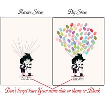 스크랩북 소박한 양장본 위한 용품 게스트 사용자 정의 이름 날짜 귀여운 만화 캐릭터 결혼식 지문 서명 책 그림 프레임 없음 잉크 패드 포함, [04] 50x70cm No Frame, [01] HK148