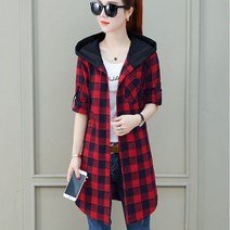 기모 후드 체크 남방 여성 루즈핏 셔츠 캐주얼 자켓 하늘비즈 A31 Y473W495
