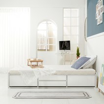 데코라인 소르베 헤드없는 무헤드 수납 침대 프레임 SS, 화이트