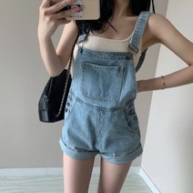 휴양지점프수트 데님 바지 여름 빈티지 작업복 일체형 청 빈티지 꾸안꾸 데일리 캐주얼