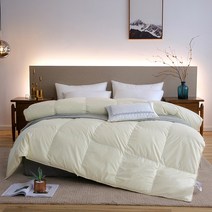 고급 순면 심플 봄가을 95 화이트 구스다운 이불, 150x200cm 3kg, 베이지