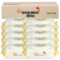 마이즐 베이직 물티슈 100매(캡형) x 10개 원단 가성비 좋은, 100개
