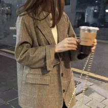 더블코트패션 가을옷 체크 정장 여성 스타일리쉬 캐쥬얼 클래식 작은 키 빅사이즈 상의 4973832176