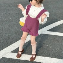 도오빠 펌키니 아동 점프슈트 니트 팬츠 프릴 반바지 모직 레이스 여아 여름