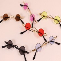 2021 특이한 레트로 안경 레옹 선글라스 6color [어폼 사이파이 눈알가리개 알작은 웃긴 빈티지 마이콜 복고 둥근 작은 인싸안경], 옐로우