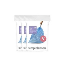 심플휴먼 Simplehuman 코드 V 디스펜서 팩 형 졸라매 끈 쓰레기 봉투 60개 1618 리터 4248 갤런, 푸른, 60개(1팩)
