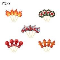 이사박스 택배 이삿짐 종이 소방차 사탕 상자 스티커 선물 가방 소방관 테마 파티 호의 어린이 생일 축하 베이비 샤워 장식, [13] Cake Topper 20pcs