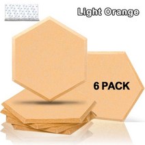 육각형 음향 패널 흡음 방음 벽 소음 차단 침실 6 개, Light Orange, 12mm Highest Density, Large hexagon