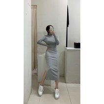 3컬러)쫀쫀 핏이쁜 폴라 롱 원피스