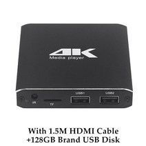 블루레이 프레이어최신 광고 플레이어 미니 4K 미디어 지원 SD TF 카드 USB 디스크 1080P 오토플레이 풀 H, [06] With 128GB U Disk, [01] 3GB