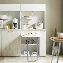 노하우 네오 800 접이식 식탁 수납장+상부장세트, 빈티지화이트