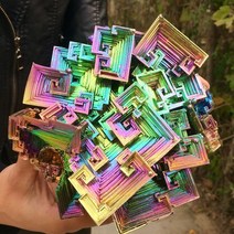 BISMUTH 비스무트 천연 석 크리스탈 광 금속 무지개 광물 표본 레이키 치유, 3.200250g
