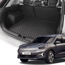 아이칸 니로 플러스 퀄팅 트렁크매트 자동차 차박매트 (22년 / 일반 승용& 택시), 2열등받이+트렁크바닥매트(일체형), 블랙, 니로 플러스 (22년)