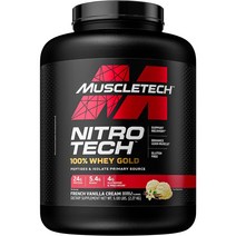 머슬테크 니트로 테크 웨이 골드 프로틴 단백질 보충제, 프렌치 바닐라 크림, 2.51kg, 1개