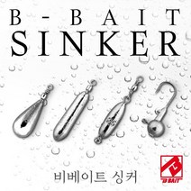 [B-BAIT] 비베이트 싱커 (민물 바다 봉돌) 친환경낚시추 대용량 (물방울추 양도래추 스틱싱커 지그헤드) MADE IN KOREA, 티어드롭 싱커(물방울추), 8호 / 30g (7개입), 1개