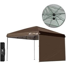 fieldoor 조립 간단 【2.5×2.5m】【3.0×3.0m】 원터치 터프 텐트 【강화판】 g03 사이드 시트 1장 세트 지붕 기둥이 8개에 증강 별매 옵션 파트가 풍부 고내수, 3.0m(강화판)다크 브라운